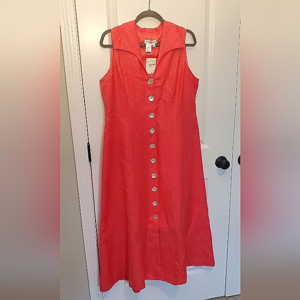 Coldwater Creek Sleeveless Fit and Flare Dress, Coral, Sz 16